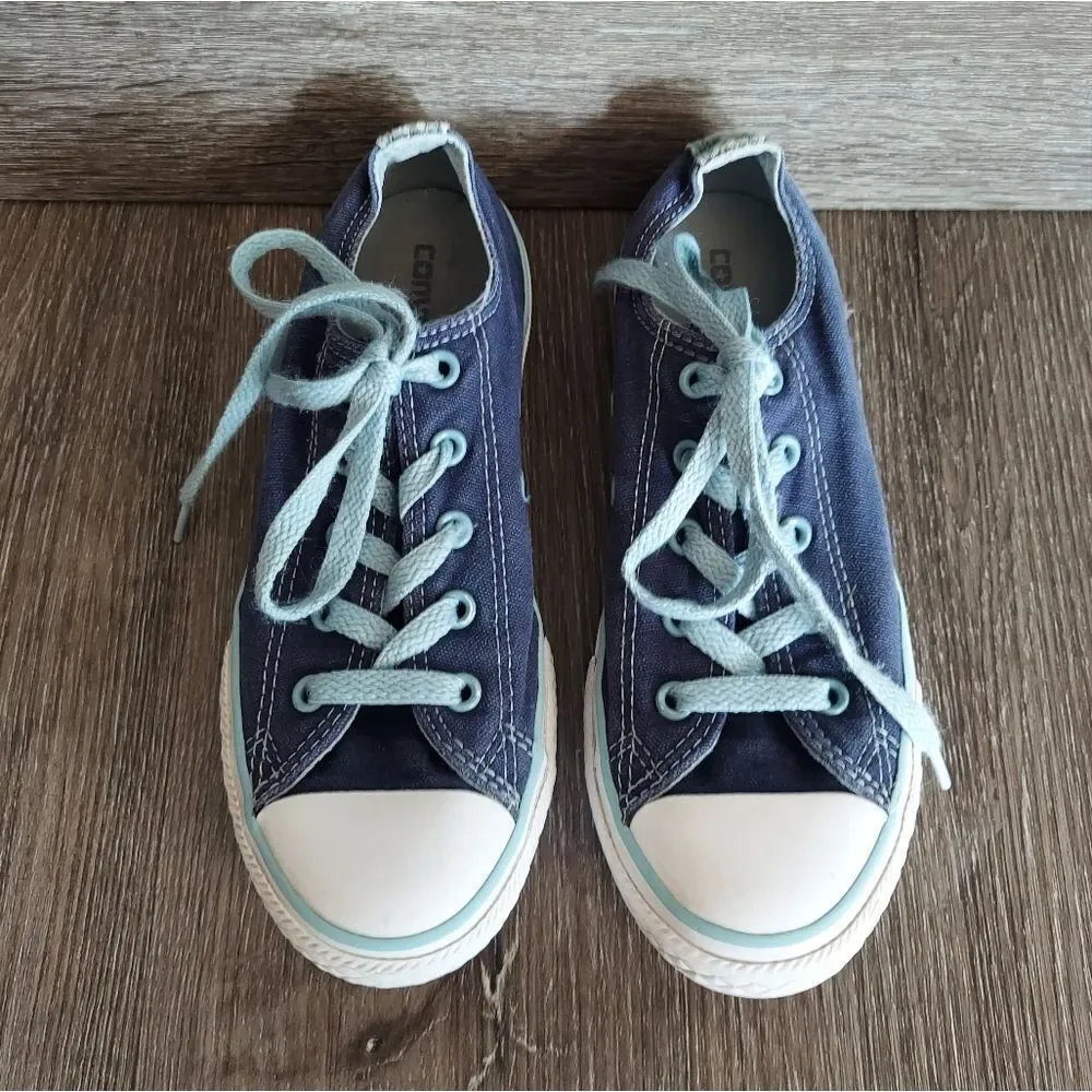 Converse Kids Double Tongue Navy Blue Canvas Sneakers Size 2